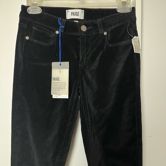 PAIGE VERDUGO ULTRA SKINNY BLACK OVERDYE VELVET JEANS 24 - Picture 6 of 7